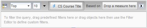 Screenshot of InfoView showing Course Title filter using database ranking