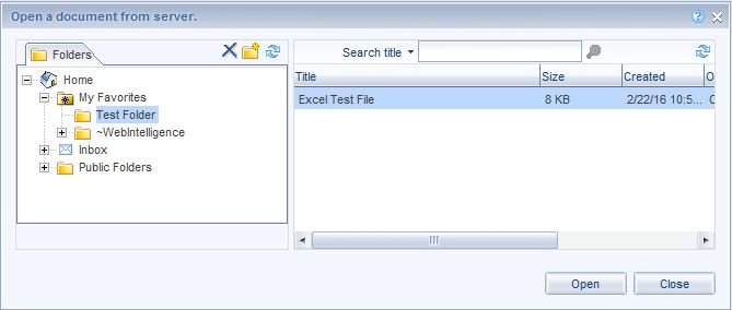 Screenshot of InfoView Open a Document pop-up