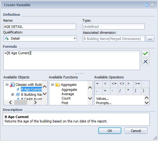Screenshot of InfoView create a detail variable