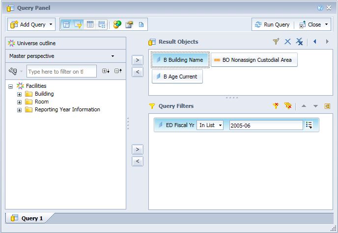 Screenshot of InfoView example query 1