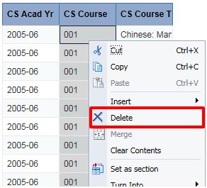 Screenshot of InfoView right click menu options with delete highlighted
