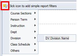 Screenshot of InfoView drill filter object menu 