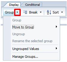 Screenshot of InfoView showing the Grouping Menu options