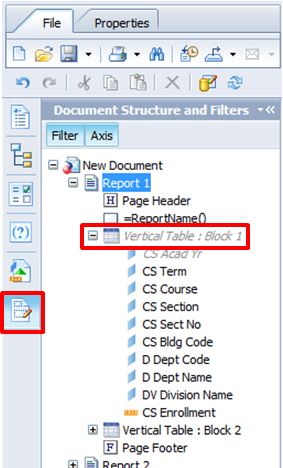 Screenshot of InfoView showing the hidden table in the document structure panel