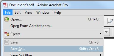 Screenshot of Save-As function in Adobe PDF Reader