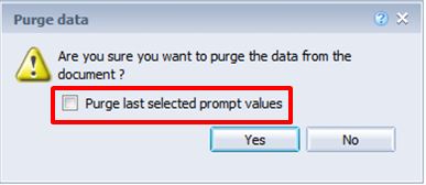 Screenshot of InfoView pop-up dialog box when data is purged from a report