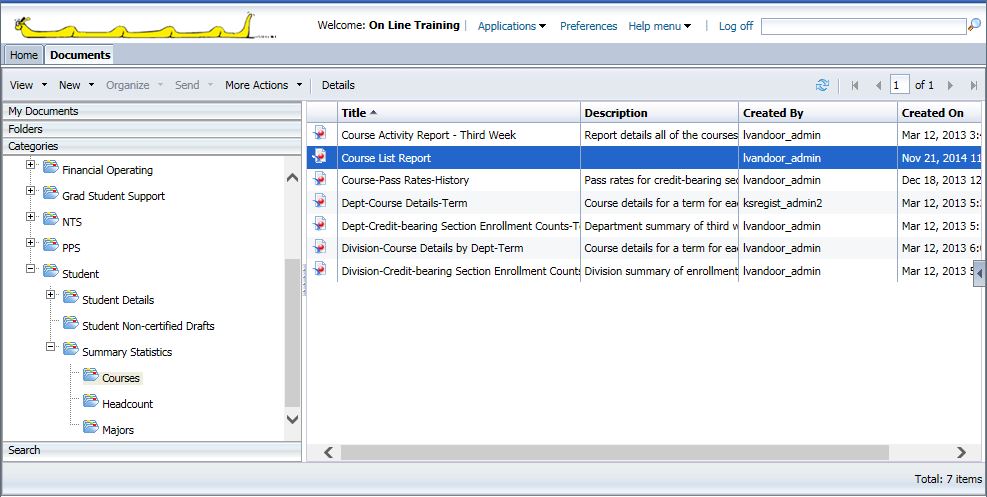 screenshot of InfoView showing how to find a report