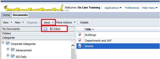 Screenshot of InfoView showing send button location